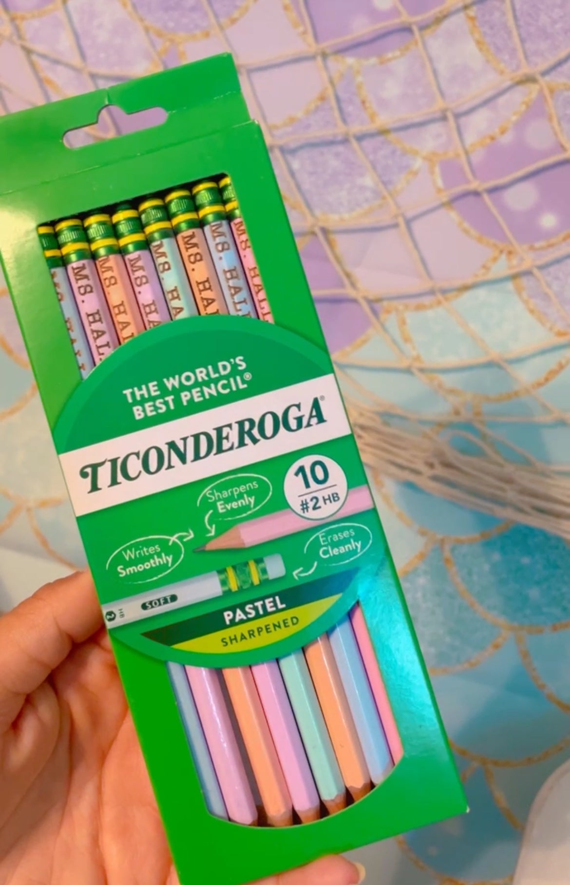 Pastel engraved teacher pencils