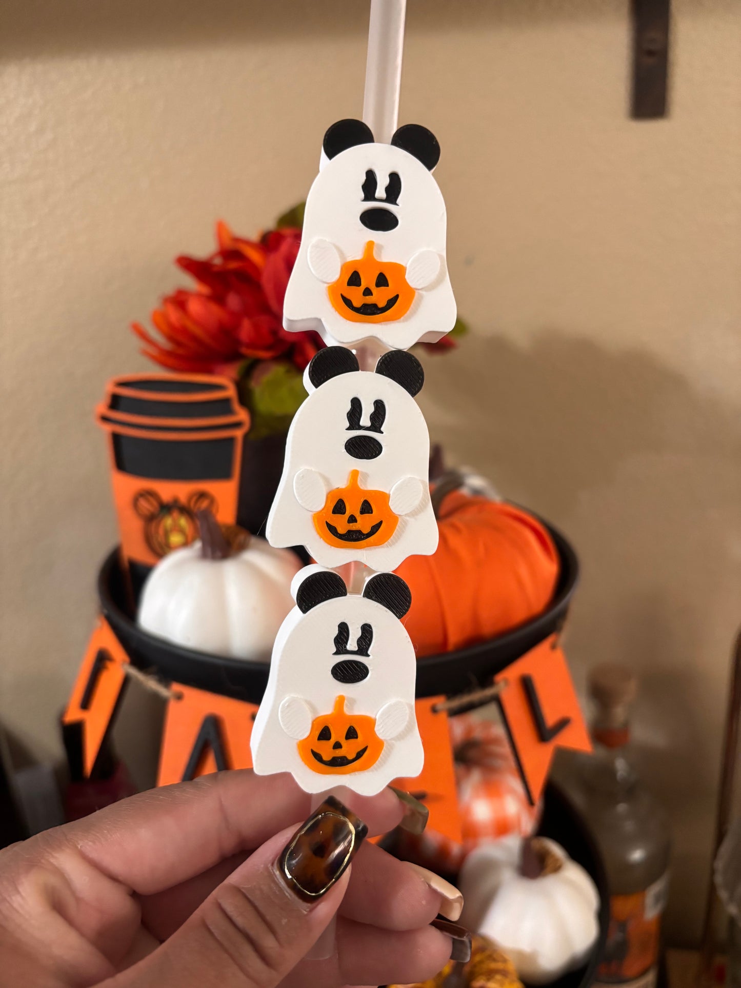 Mouse ghost straw topper