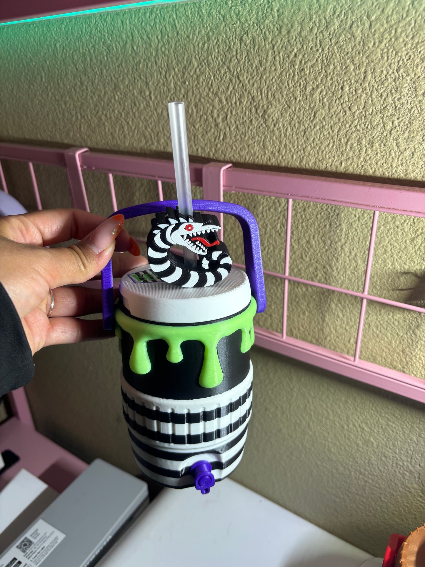 Beetle juice can koozie