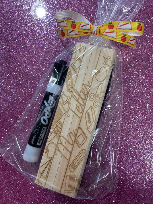 Engraved white board eraser and marker